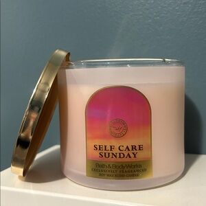 Bath & Body Works Self Care Sunday 3 Wick Candle with Lid NEW Discontinued Scent